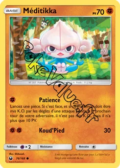 Carte Pokémon Méditikka n°76 de la série Tempête Céleste