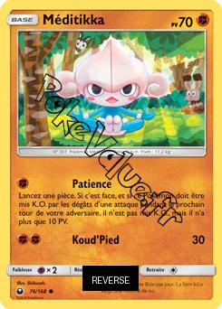 Carte Pokémon Méditikka Reverse n°76 de la série Tempête Céleste