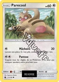 Carte Pokémon Parecool  Reverse n°113 de la série Tempête Céleste