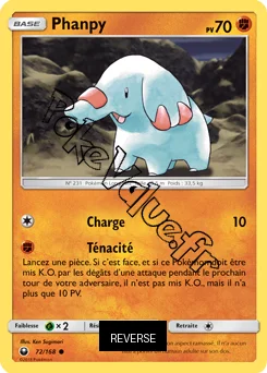 Carte Pokémon Phanpy  Reverse n°72 de la série Tempête Céleste