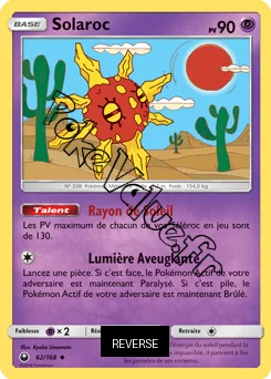 Carte Pokémon Solaroc Reverse n°62 de la série Tempête Céleste