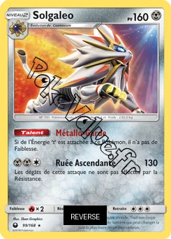 Carte Pokémon Solgaleo  Reverse n°99 de la série Tempête Céleste