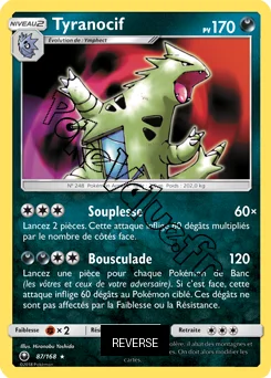 Carte Pokémon Tyranocif Reverse n°87 de la série Tempête Céleste