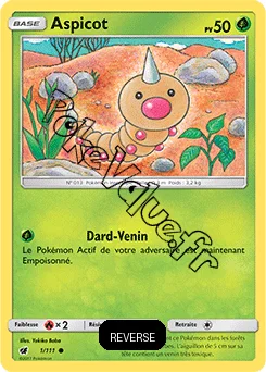 Carte Pokémon Aspicot Reverse n°1 de la série Invasion Carmin