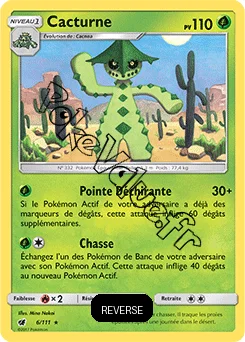 Carte Pokémon Cacturne  Reverse n°6 de la série Invasion Carmin