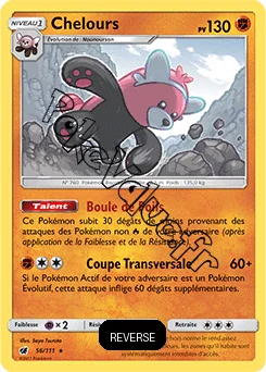 Carte Pokémon Chelours Reverse n°56 de la série Invasion Carmin