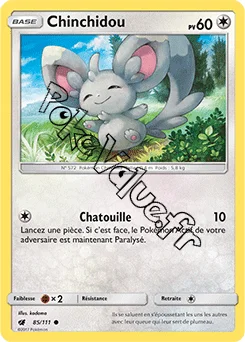 Carte Pokémon Chinchidou n°85 de la série Invasion Carmin