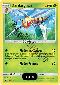 Carte Pokémon Dardargnan Reverse n°3 de la série Invasion Carmin