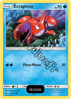 Carte Pokémon Écrapince Reverse n°24 de la série Invasion Carmin