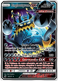 Carte Pokémon Engloutyran GX  n°63 de la série Invasion Carmin