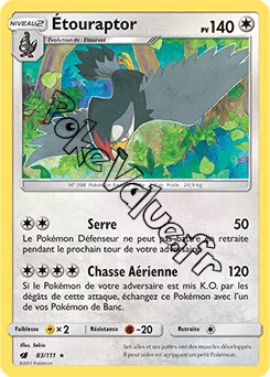 Carte Pokémon Étouraptor n°83 de la série Invasion Carmin