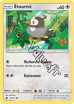 Carte Pokémon Étourmi n°81 de la série Invasion Carmin