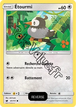 Carte Pokémon Étourmi Reverse n°81 de la série Invasion Carmin