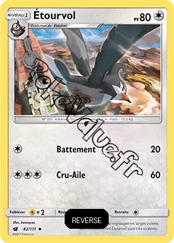 Carte Pokémon Étourvol Reverse n°82 de la série Invasion Carmin