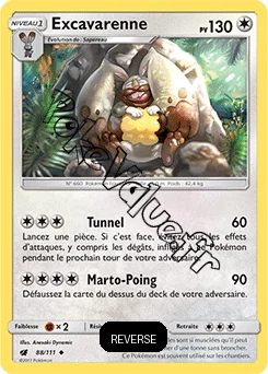 Carte Pokémon Excavarenne Reverse n°88 de la série Invasion Carmin