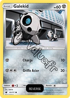 Carte Pokémon Galekid Reverse n°65 de la série Invasion Carmin