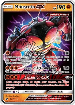Carte Pokémon Mouscoto GX  n°57 de la série Invasion Carmin