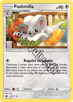 Carte Pokémon Pashmilla n°86 de la série Invasion Carmin