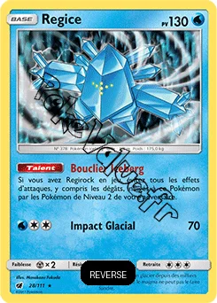 Carte Pokémon Regice  Reverse n°28 de la série Invasion Carmin