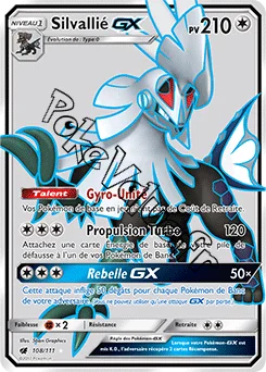 Carte Pokémon Silvallié GX n°108 de la série Invasion Carmin