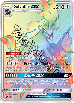 Carte Pokémon Silvallié GX n°119 de la série Invasion Carmin