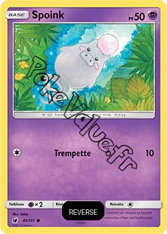 Carte Pokémon Spoink  Reverse n°41 de la série Invasion Carmin