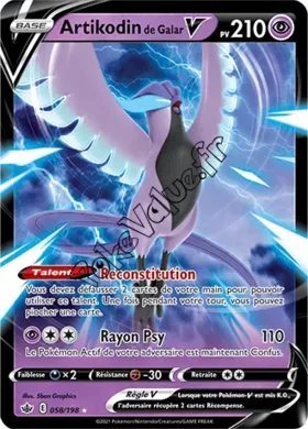 Carte Pokémon Artikodin de Galar V  n°058 de la série Règne de Glace