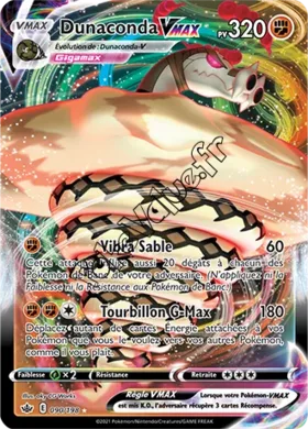 Carte Pokémon Dunaconda VMAX  n°090 de la série Règne de Glace