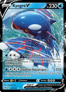 Carte Pokémon Kyogre V  n°037 de la série Zénith Suprême