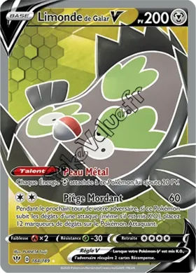 Carte Pokémon Limonde de Galar V n°184 de la série Ténèbres Embrasées