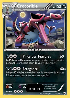 Carte Pokémon Crocorible Reverse n°66 de la série Explorateurs Obscurs