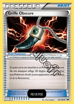 Carte Pokémon Griffe Obscure Reverse n°92 de la série Explorateurs Obscurs