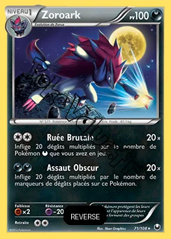 Carte Pokémon Zoroark  Reverse n°71 de la série Explorateurs Obscurs