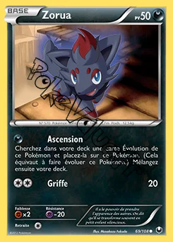 Carte Pokémon Zorua  n°69 de la série Explorateurs Obscurs