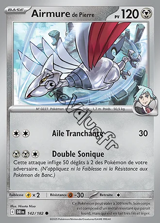 Carte Pokémon Airmure de Pierre  n°142 de la série Rivalités Destinées