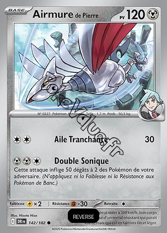 Carte Pokémon Airmure de Pierre  Reverse n°142 de la série Rivalités Destinées
