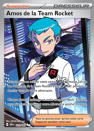 Carte Pokémon Amos de la Team Rocket n°223 de la série Rivalités Destinées
