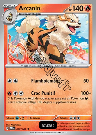 Carte Pokémon Arcanin  Reverse n°028 de la série Rivalités Destinées