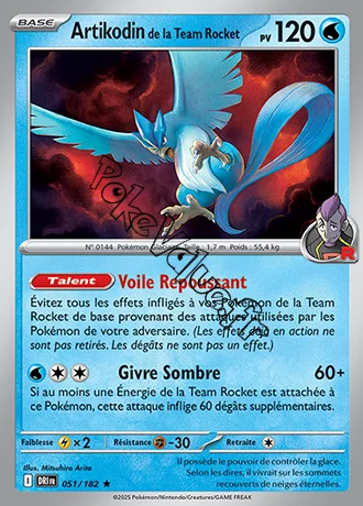 Carte Pokémon Artikodin de la Team Rocket  n°051 de la série Rivalités Destinées