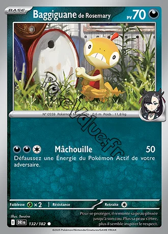Carte Pokémon Baggiguane de Rosemary  n°132 de la série Rivalités Destinées
