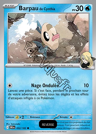 Carte Pokémon Barpau de Cynthia  Reverse n°052 de la série Rivalités Destinées