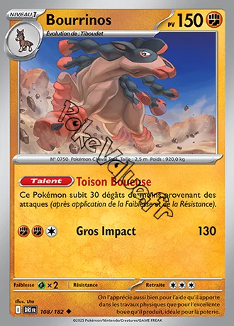 Carte Pokémon Bourrinos  n°108 de la série Rivalités Destinées
