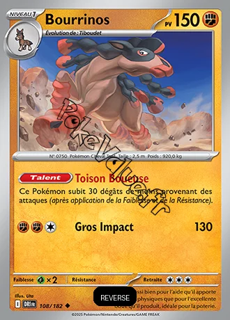 Carte Pokémon Bourrinos  Reverse n°108 de la série Rivalités Destinées