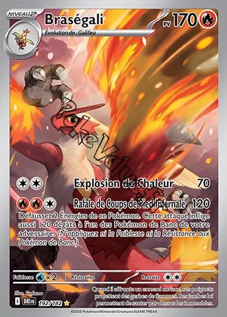 Carte Pokémon Braségali  n°192 de la série Rivalités Destinées
