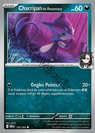 Carte Pokémon Chacripan de Rosemary  n°130 de la série Rivalités Destinées