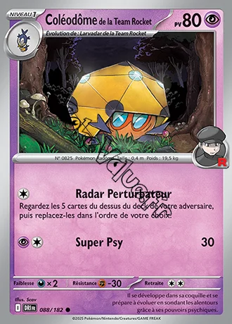 Carte Pokémon Coléodôme de la Team Rocket  n°088 de la série Rivalités Destinées