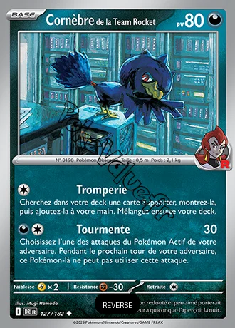 Carte Pokémon Cornèbre de la Team Rocket  Reverse n°127 de la série Rivalités Destinées