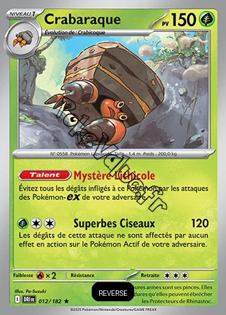 Carte Pokémon Crabaraque  Reverse n°012 de la série Rivalités Destinées