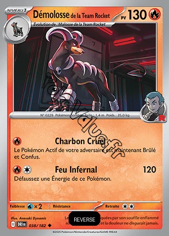 Carte Pokémon Démolosse de la Team Rocket  Reverse n°038 de la série Rivalités Destinées