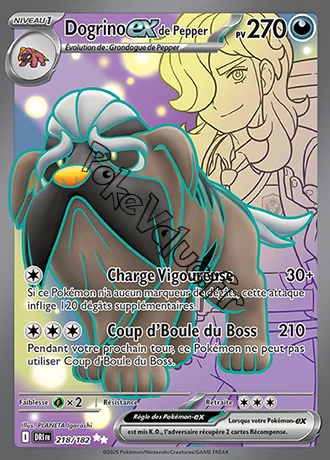 Carte Pokémon Dogrino ex de Pepper  n°218 de la série Rivalités Destinées